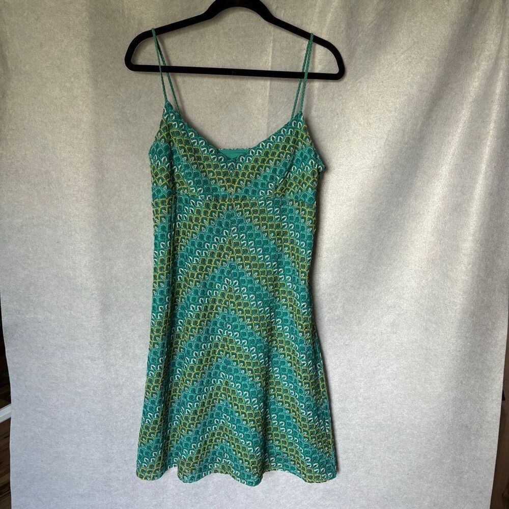 Vintage Loft Green Lace Crochet Spaghetti Strap Dress 12 Y2K Mermaidcore